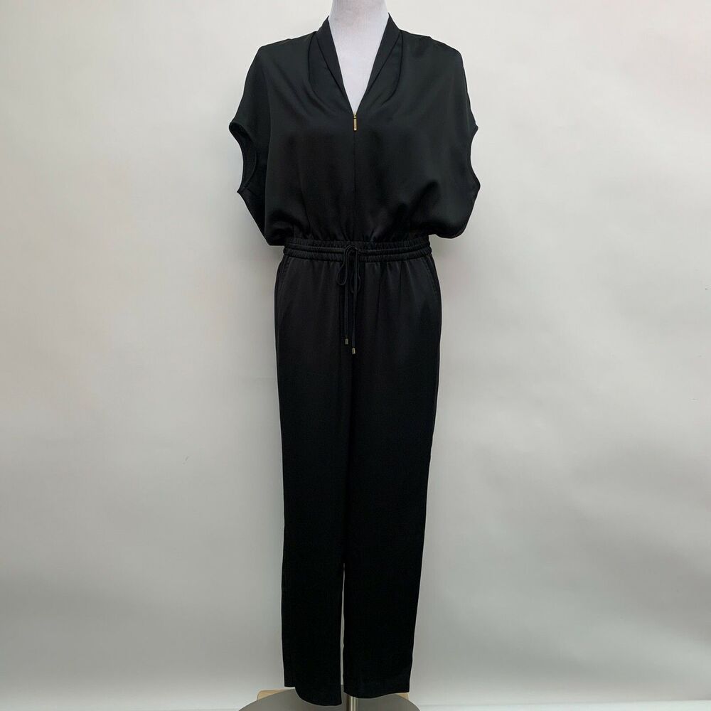Lauren‎ Ralph Lauren Women's Romper Jumper Size 6 Black V-Neck Elastic Waistband